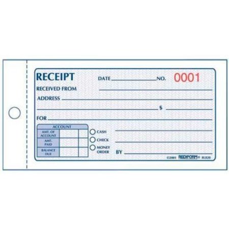 REDIFORM OFFICE PRODUCTS Rediform® Money Receipt Book, 2-Part, Carbonless, 2-3/4" x 5", 50 Sets/Book 8L820